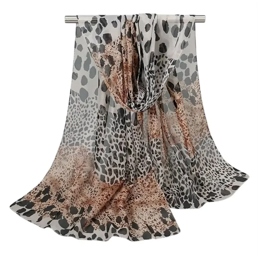 Leopard Print Scarf Sheer 58'x18' Dark Brown Coffee NWT
